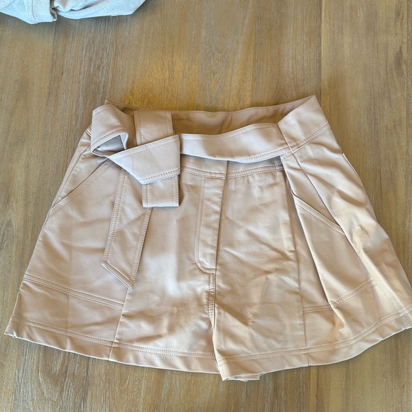 On The Go Tan Faux Leather Tie Waist Shorts- Brand new! - Picture 2 of 2